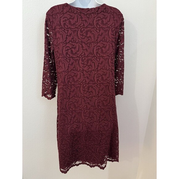 GARNET HILL Dress Maroon Red Lace 3/4 Sleeve Size 12 Wedding Mother Bride EUC - Picture 3 of 8